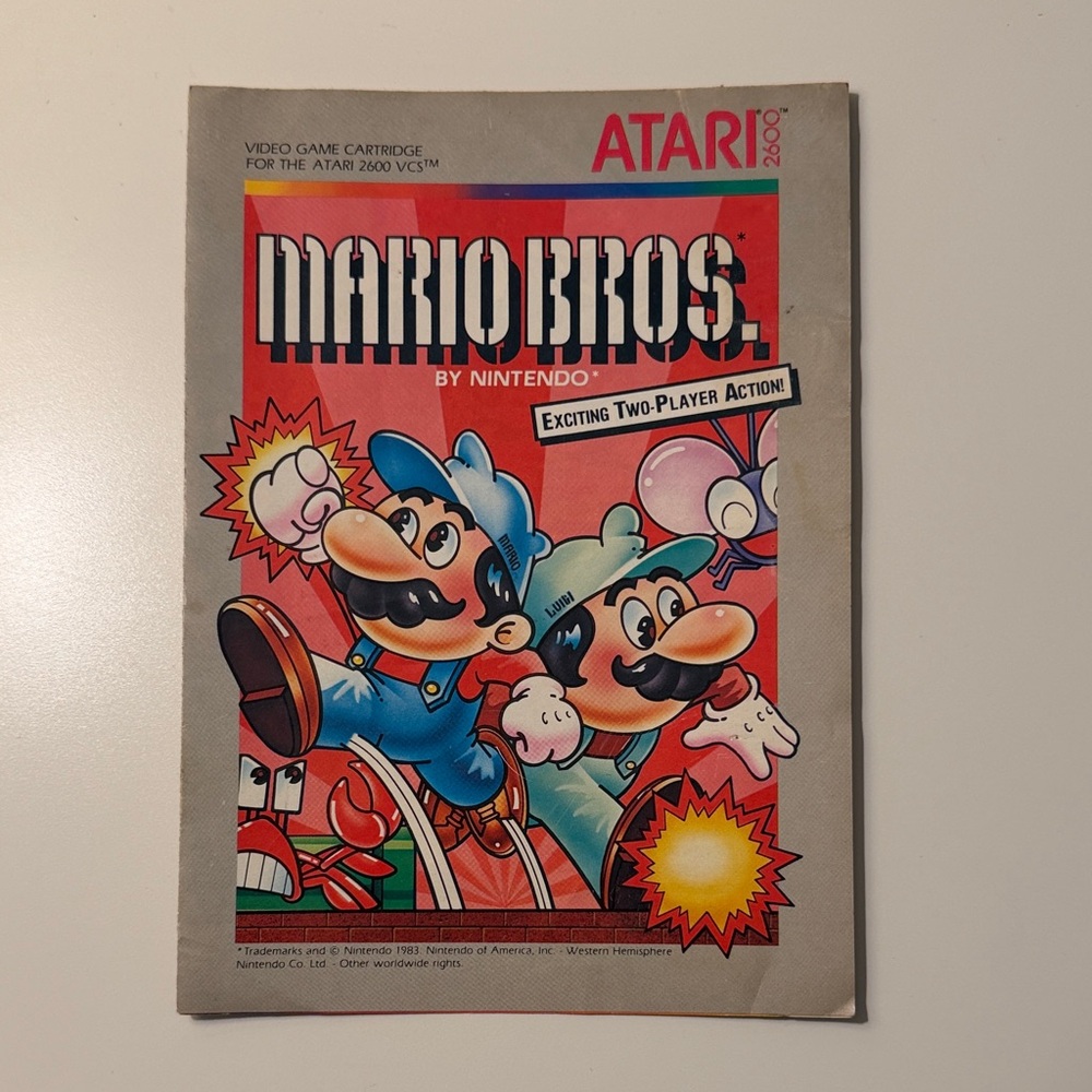 Atari 2600 Nintendo Mario Bros Video Game Manual